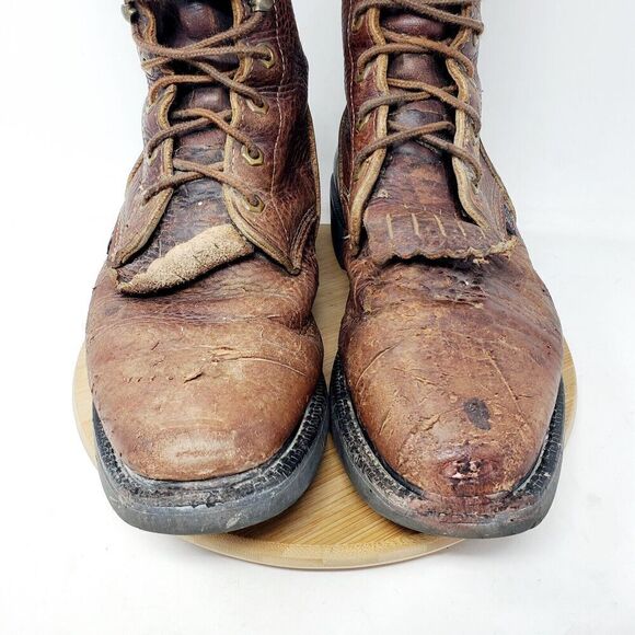 Justin Boots Mens 9 D Brown‎ Leather Conductor Briar 8 Comfort Packer Work Shoes - Picture 4 of 15